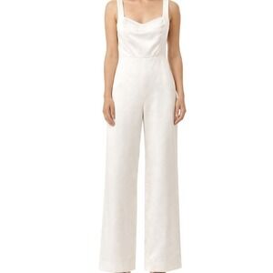 BHLDN Ivory Satin Bridal Jumpsuit Womens Medium NWT Wedding Reception Modern